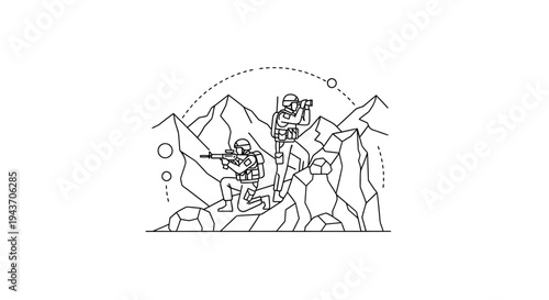 Soldiers in Mountainous Terrain, Sci-Fi Military Operation, Futuristic Warfare