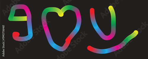 A vibrant and creative I Love You typography design featuring a modern multi color gradient liquid tube effect. The neon style lettering stands out against a dark background, making it perfect for rom