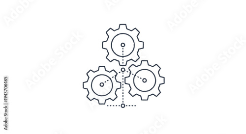 Three interlocking gears working together in harmony.