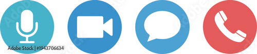 Video call icon set for online meeting communication webcam chat and video conference vector illustration