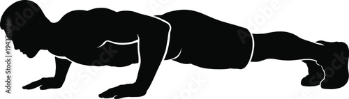 A man in a push-up position showcasing his silhouette