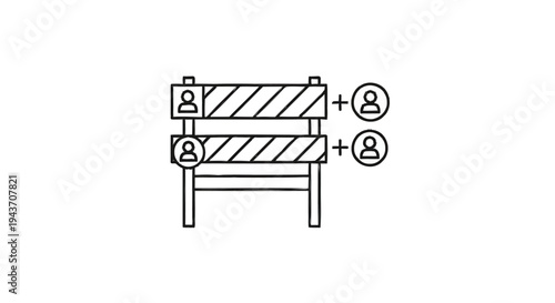 Two Barricades with People Icons and Plus Signs.