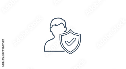 User Protection Shield Icon with Check Mark Symbol.