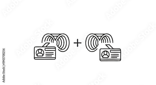Two Identical ID Cards Connected to Coiled Springs.