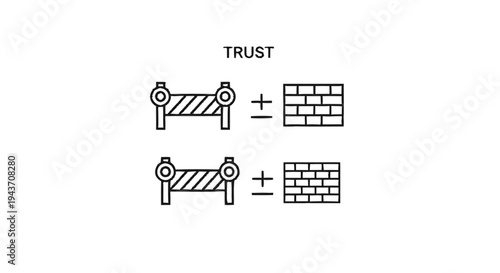 Trust building blocks and barriers illustration.