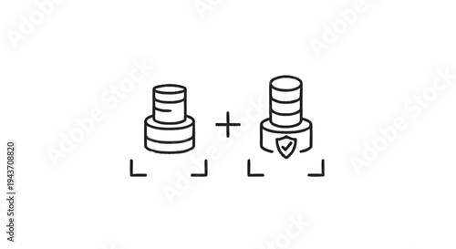 Two stacked coins with one protected by shield icon.