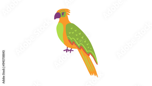 Colorful Tropical Parrot Bird Cartoon Illustration