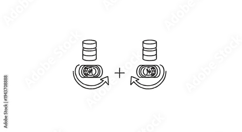 Two stacked coins with circular arrows indicating rotation.