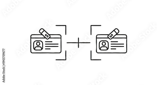 Two Identity Cards with Scanning Focus and Plus Sign.