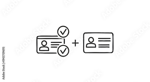 Two Identity Cards with Checkmarks Symbolizing Verification and Approval.