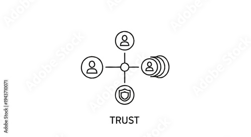 Trust Network Diagram with People and Security Symbols.
