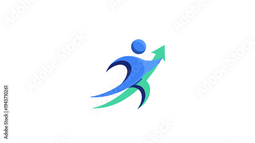Abstract Human Figure with Upward Arrow Symbolizing Growth.