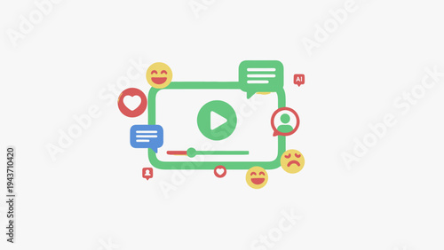 Video Playback Interface with Social Media Engagement Icons.