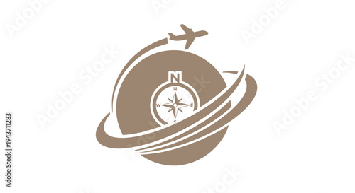 Travel Compass Globe Airplane Logo Design.