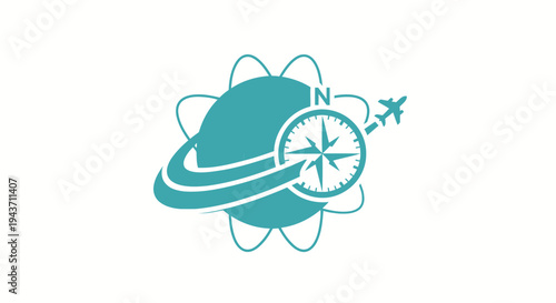 Travel Compass Planet Airplane Logo Design.