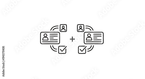 Two People Identity Cards with Checkmarks and Arrows.