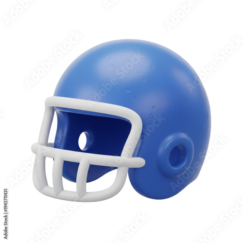 Blue Protective American Football Helmet 3D Illustration Icon for Sports Branding
