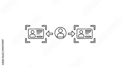 Two ID Cards Connected by a Central Human Icon.