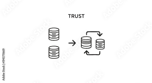 Trust concept illustrated with stacked coins and arrows.