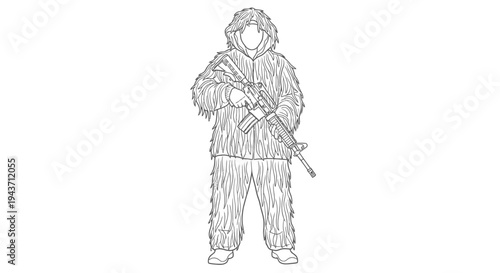 Camouflaged Soldier with Rifle Illustration