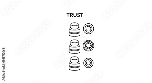 Trust concept illustration with stacked coins and text.
