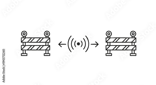 Two Road Barricades with Wireless Signal Between Them.
