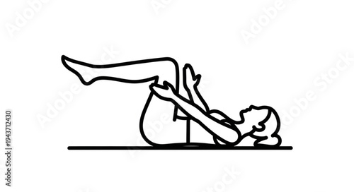 Woman Performing Yoga Pose on Mat Illustration.