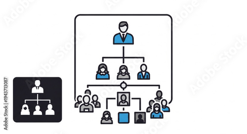 Organizational Chart Illustration Showing Hierarchical Structure.