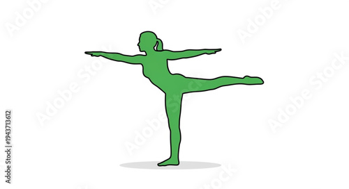 Green Silhouette of a Person Performing Ballet Pose.