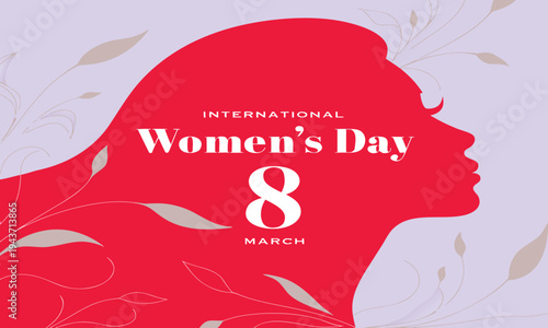 A vibrant red silhouette of a woman s profile commemorates international women s day on march 8th