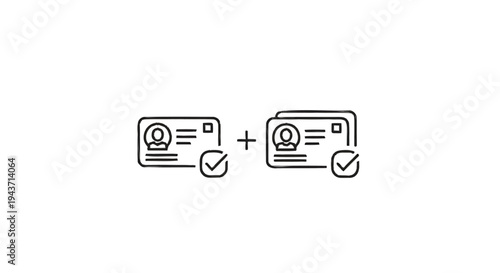 Two Verified Identification Cards with Checkmarks Icon.