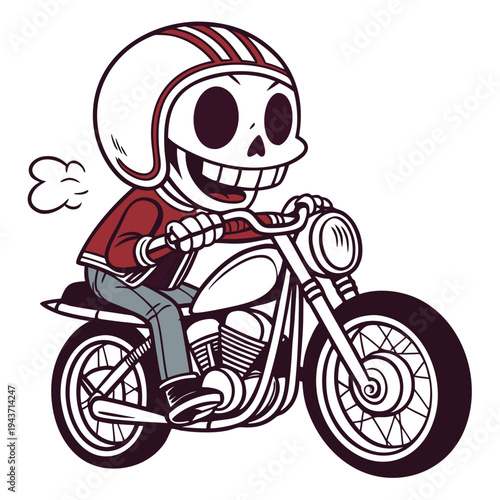 Girl and boy riding motorcycles cartoon vector illustration