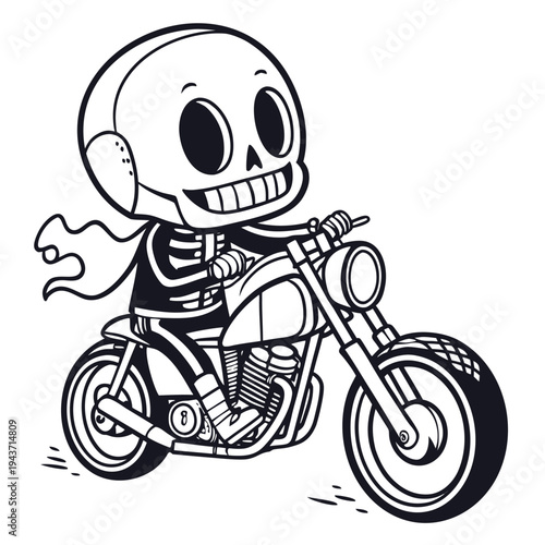 Cartoon motorcycle on white and black background vector illustration