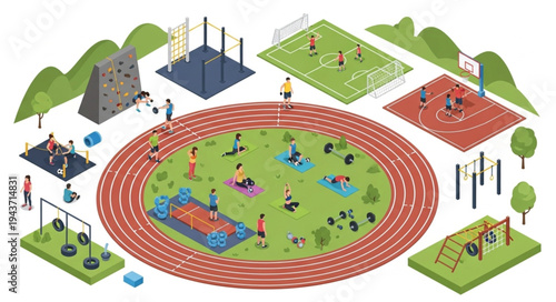 Stadium with Various Sports Facilities.