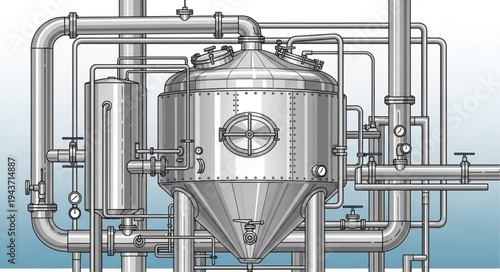 Stainless Steel Conical Fermentation Tank Industrial Vessel.