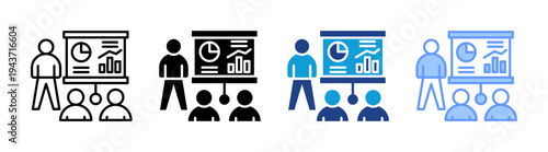 Presentation icon set multiple style collection