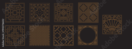 Decorative Laser Cut Screen Panels with Chinese Patterns, CNC Vector Ornaments for Interior Design