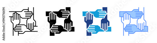 Teamwork  icon set multiple style collection