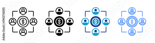 Teamwork icon set multiple style collection