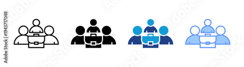 Teamwork icon set multiple style collection