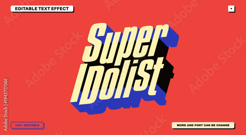 Super Idolist 3D Editable Text Effect with Sporty Bold Typography and Retro Red Background