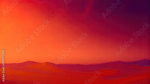 Abstract smooth red gradient background with noise effect concept. Stunning sunset over desert mountains with vibrant colors.