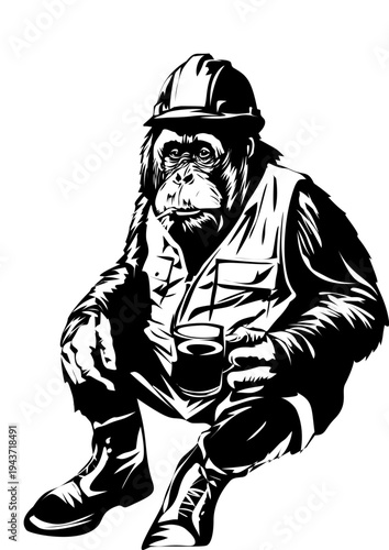 sketch illustration vector of the apes 