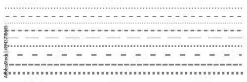 Collection of various dashed and dotted line styles .Vector Illustration .EPS 10 .