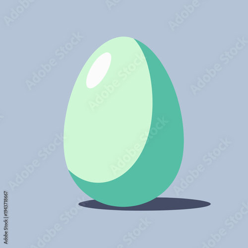 Simple digital illustration of a green egg with a soft shadow cast on a plain background