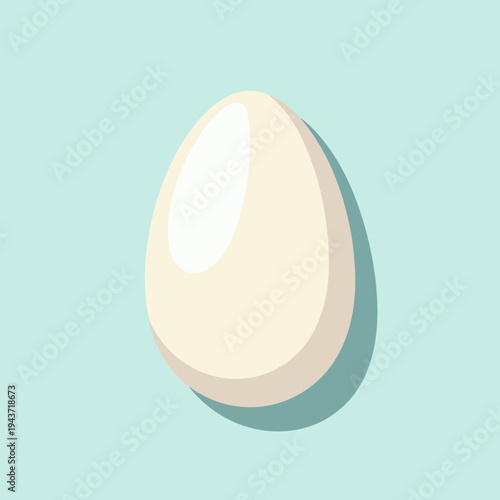 Minimalist illustration of a smooth, white egg with subtle shading on a pastel blue background reflecting simplicity and elegance in design