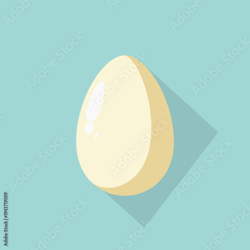Minimalistic Illustration of a Single Egg with Soft Shadows on a Solid Light Blue Background Highlighting Simplicity and Elegance in Design