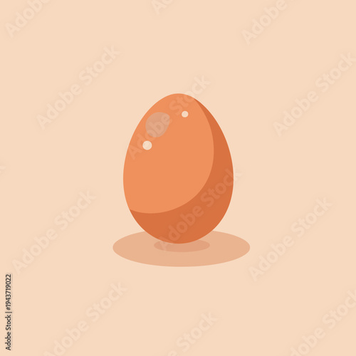 Minimalist Illustration of a Single Brown Egg with Soft Shadows on a Neutral Background for Elegant Kitchen and Dining Room Decor