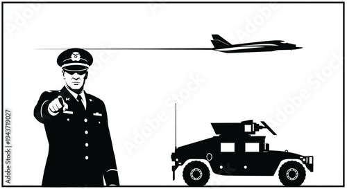 Military Officer Directs Jet and Humvee: Authority, Control, and Defense