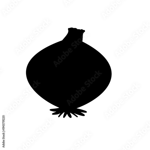 onion vegetable silhouette black color isolated on white background.eps